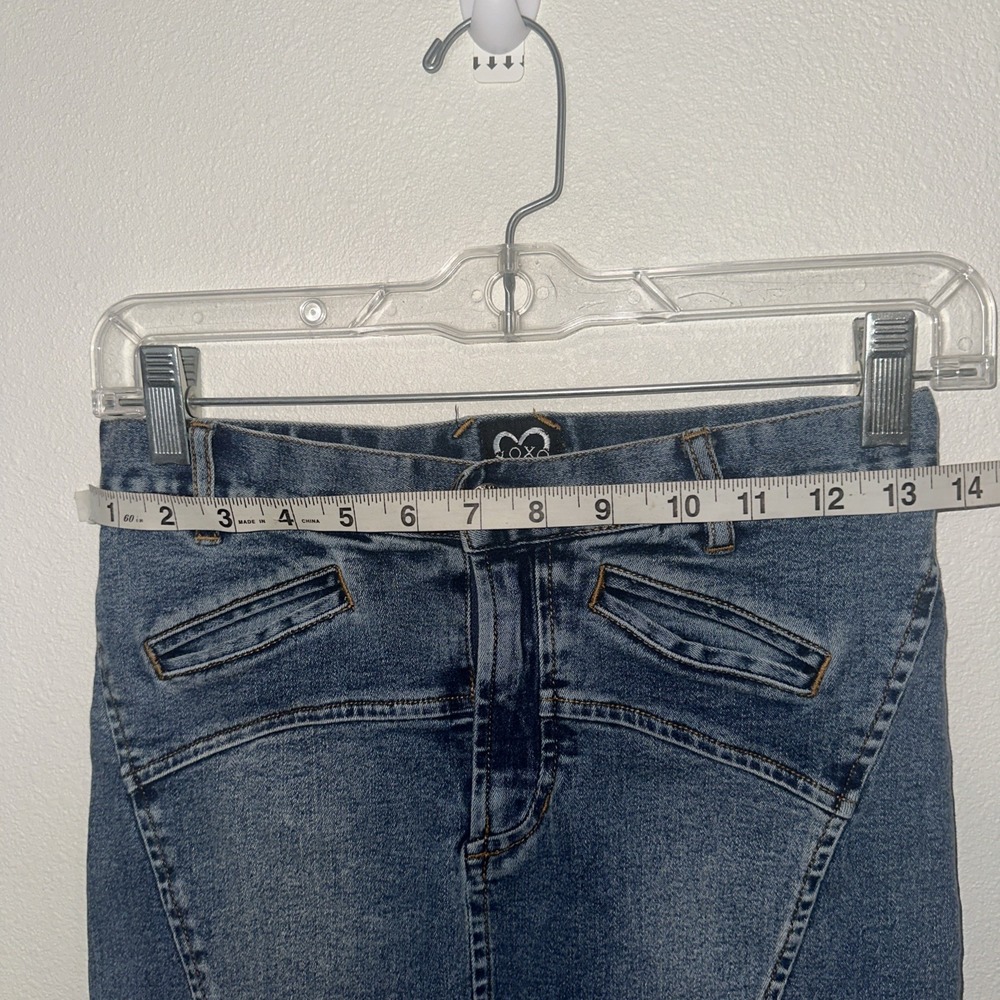 Vtg Y2K Xoxo Denim Skirt Blue Size 0 Stretch - Picture 11 of 12